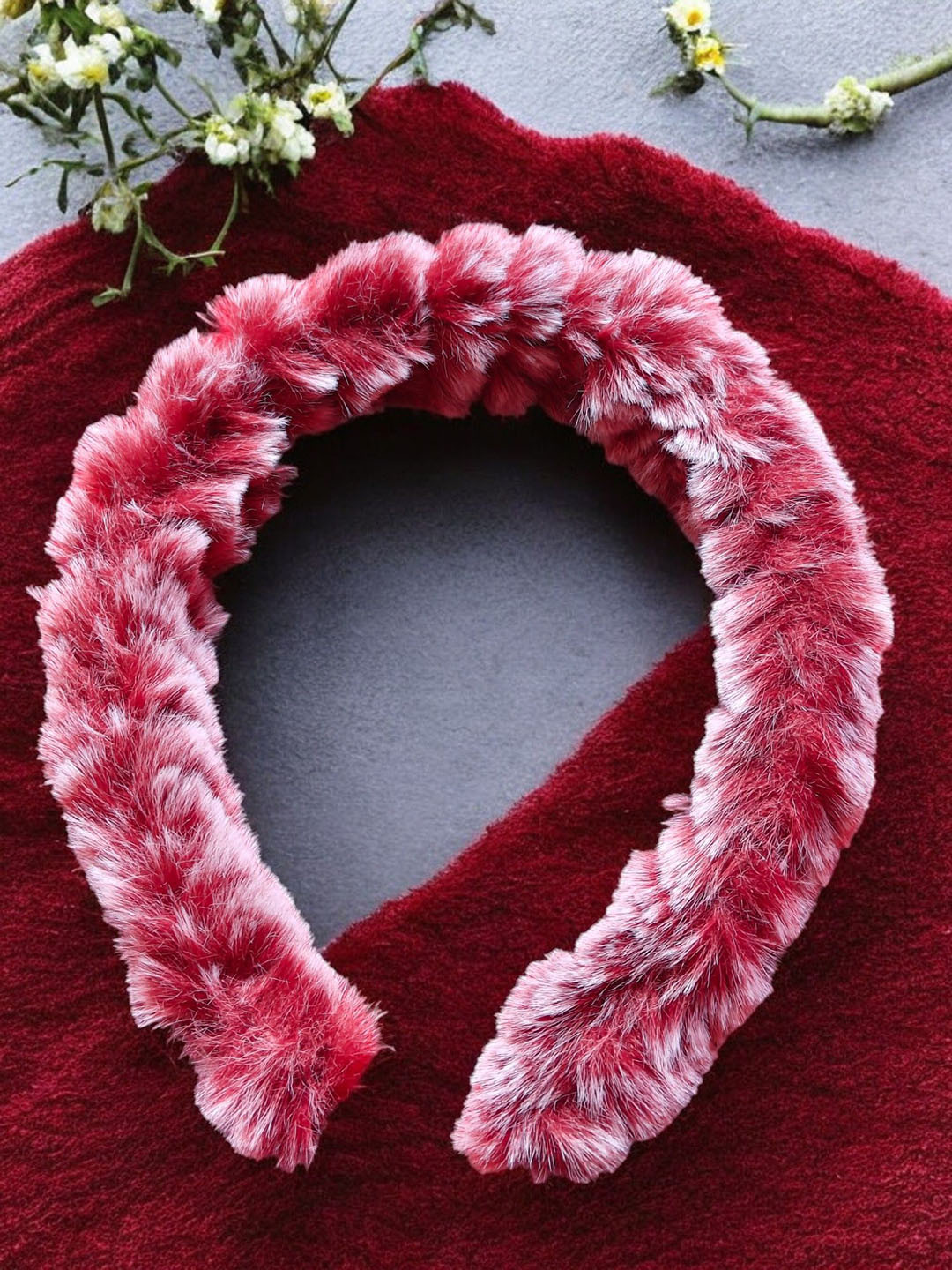 LYTIX Girls Set of 1 Fluffy Warm Soft Faux Fur Korean Style Plastic Flexible Hairband