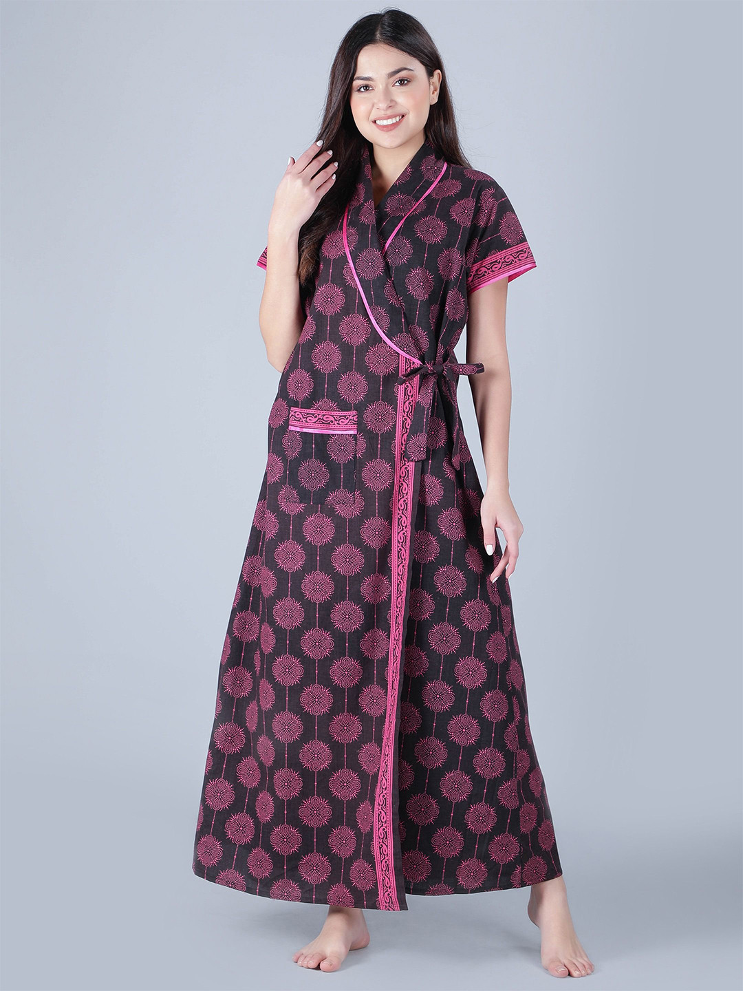 BELLAMY Women Printed Pure Cotton Robe
