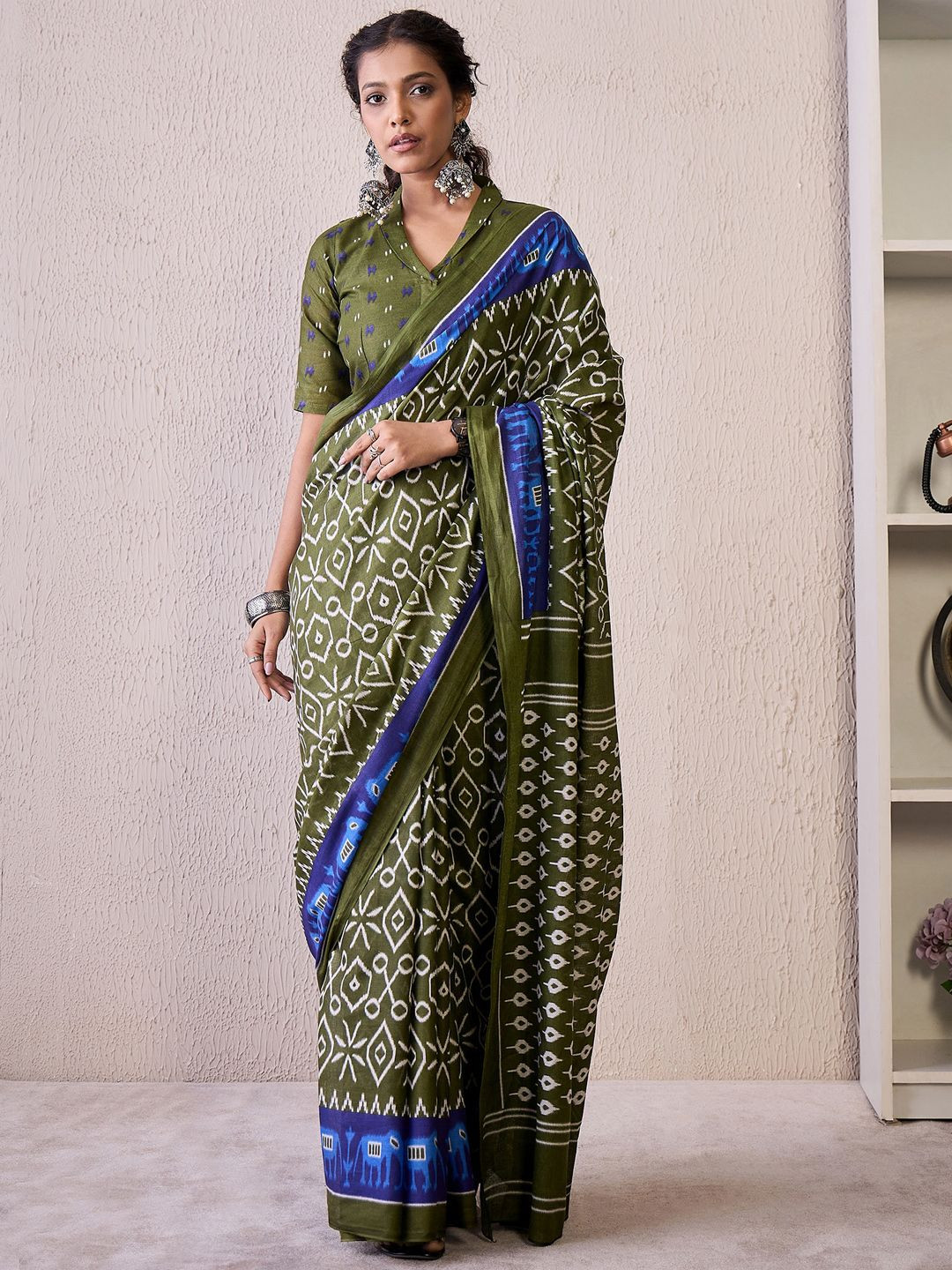 KALINI Kalamkari Designer Ikat Saree