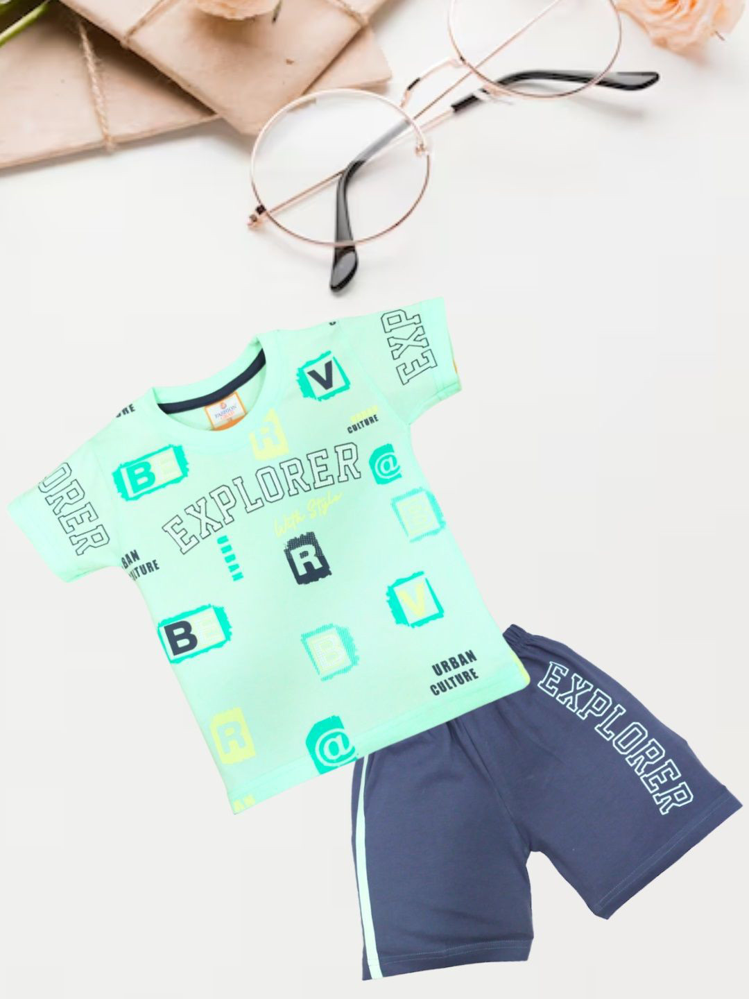 FASHION GRAB Infant Kids Printed Pure Cotton T-Shirt With Shorts