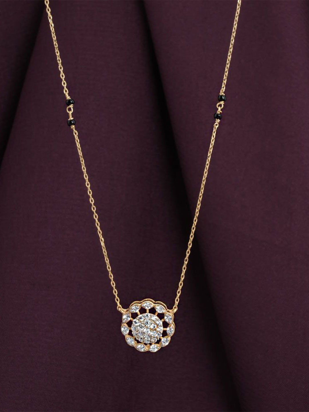 PALMONAS 925 Sterling Silver Gold-Plated Stones and Beads Eternal Bloom Mangalsutra