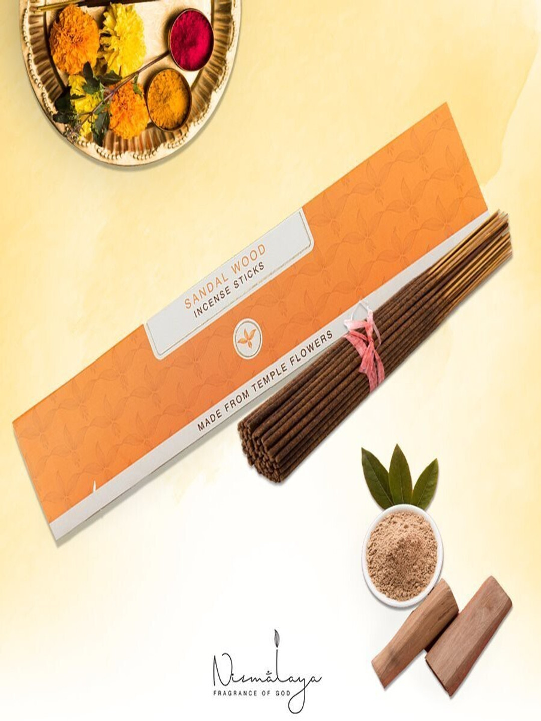 Nirmalaya Brown & Orange-Color 30 Pieces Mysore Sandalwood Incense Sticks