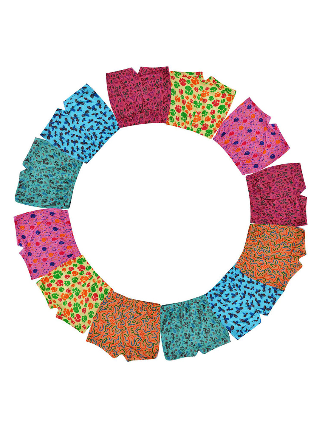 YELLOWDELIGHT Girls Pack Of 12 Printed Mid Rise Basic Briefs  YD 708 Gaja all over prt (g