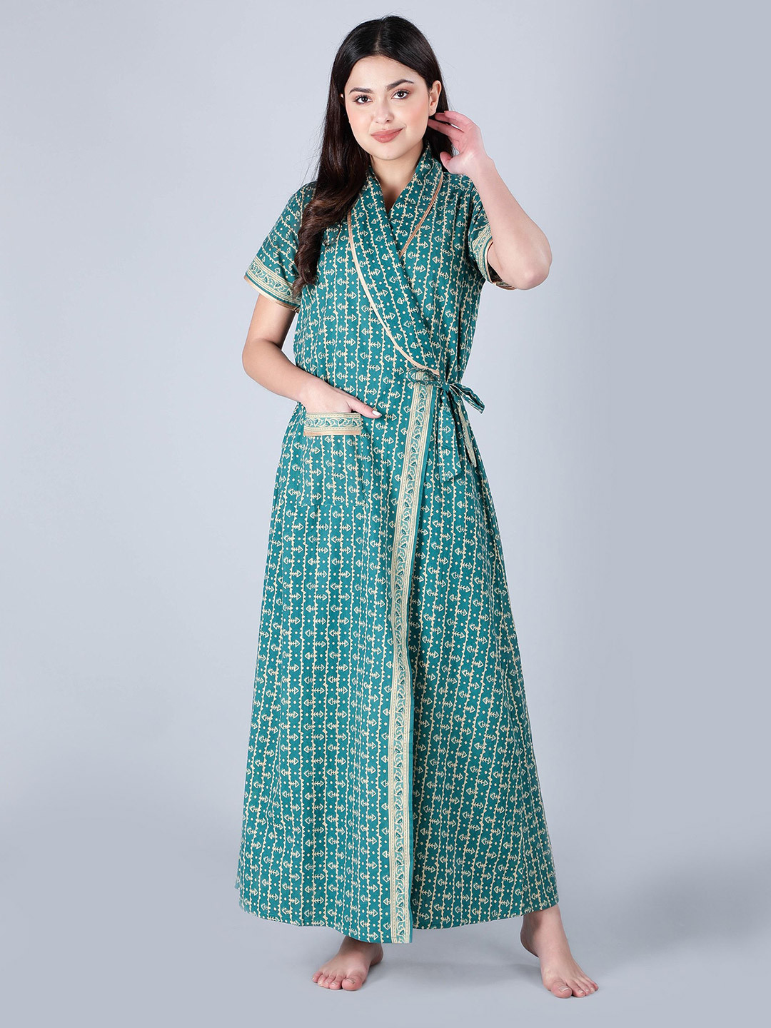 BELLAMY Women Printed Pure Cotton Robe