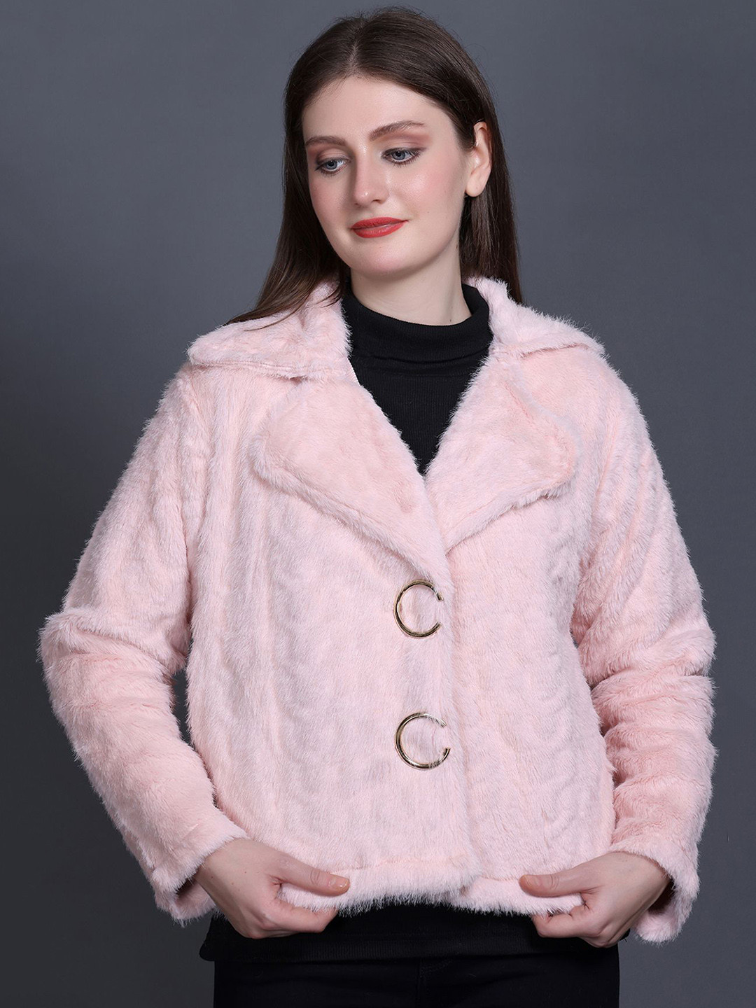 GODFREY Women Single-Breasted Casual Fur Coat
