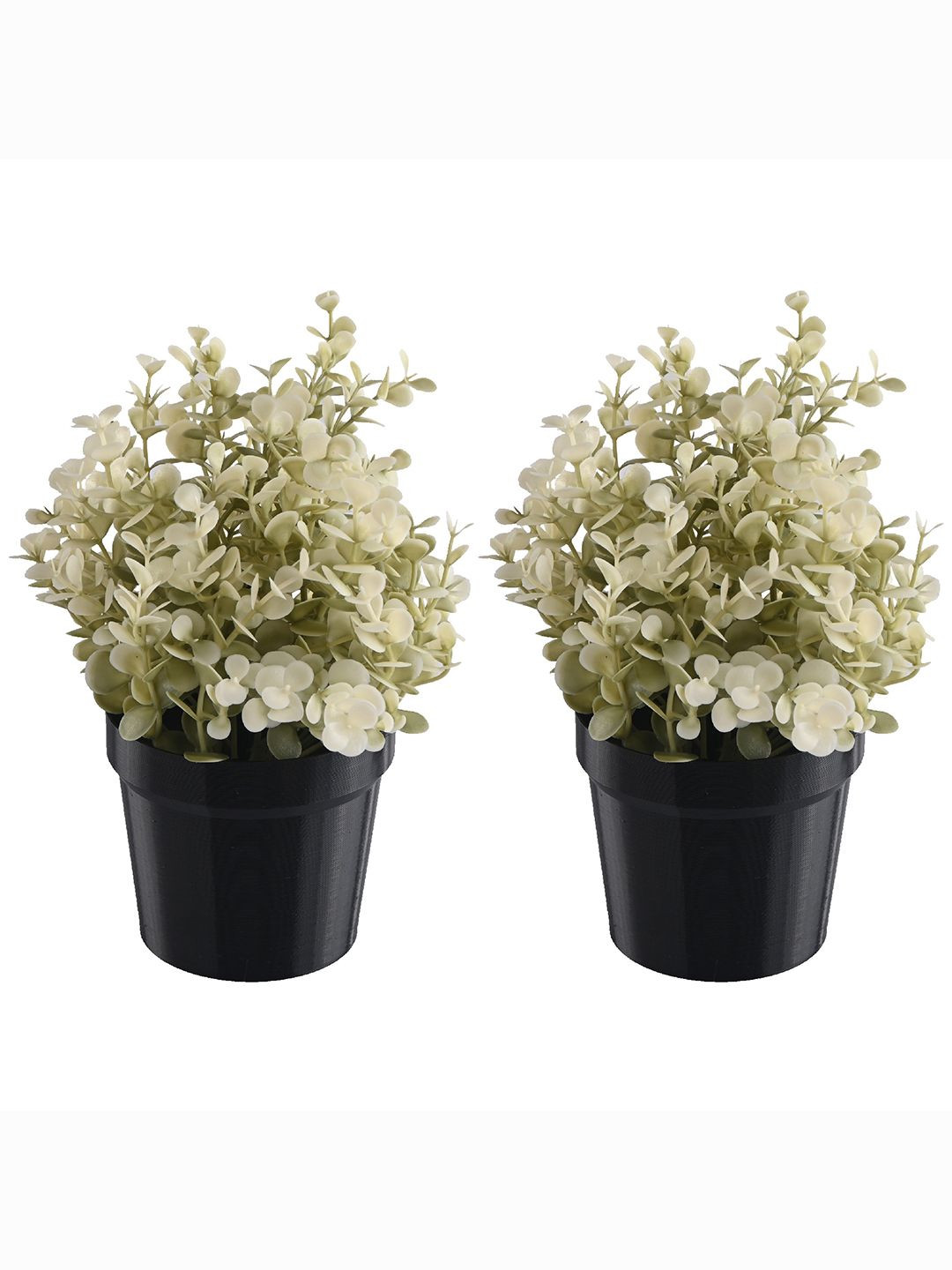 Kuber Industries Black & Green 2 Pieces Artificial Plants With Pots