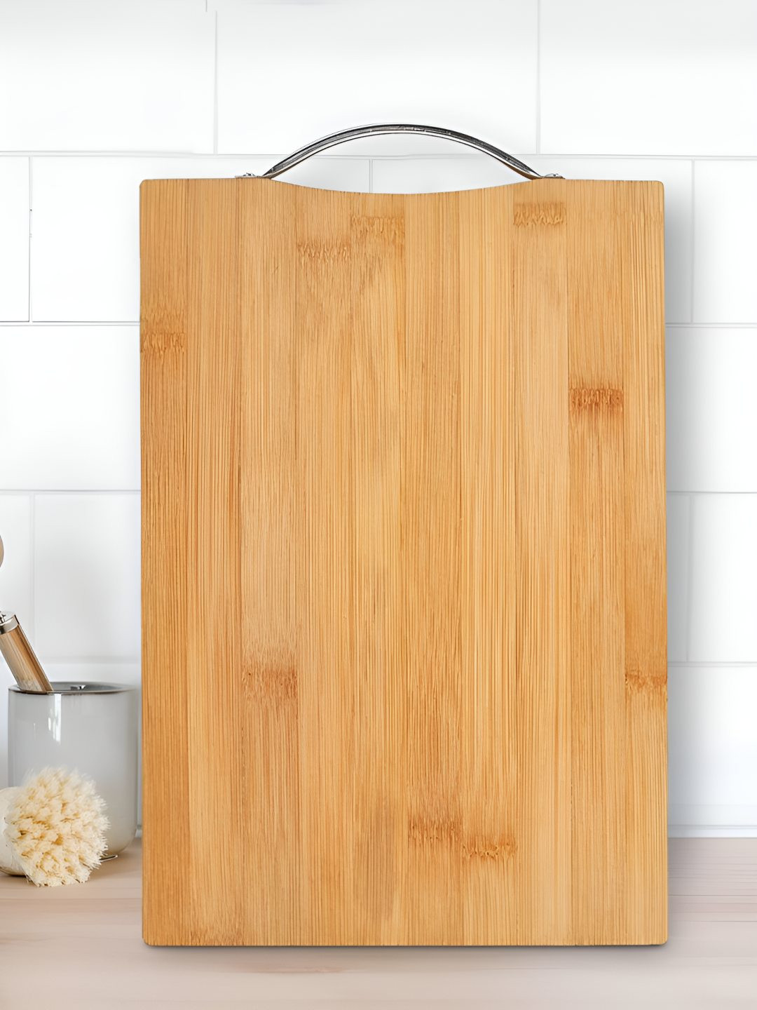 Allo Brown & Silver Toned Bamboo Easy Grip Durable Steardy Chopping Board