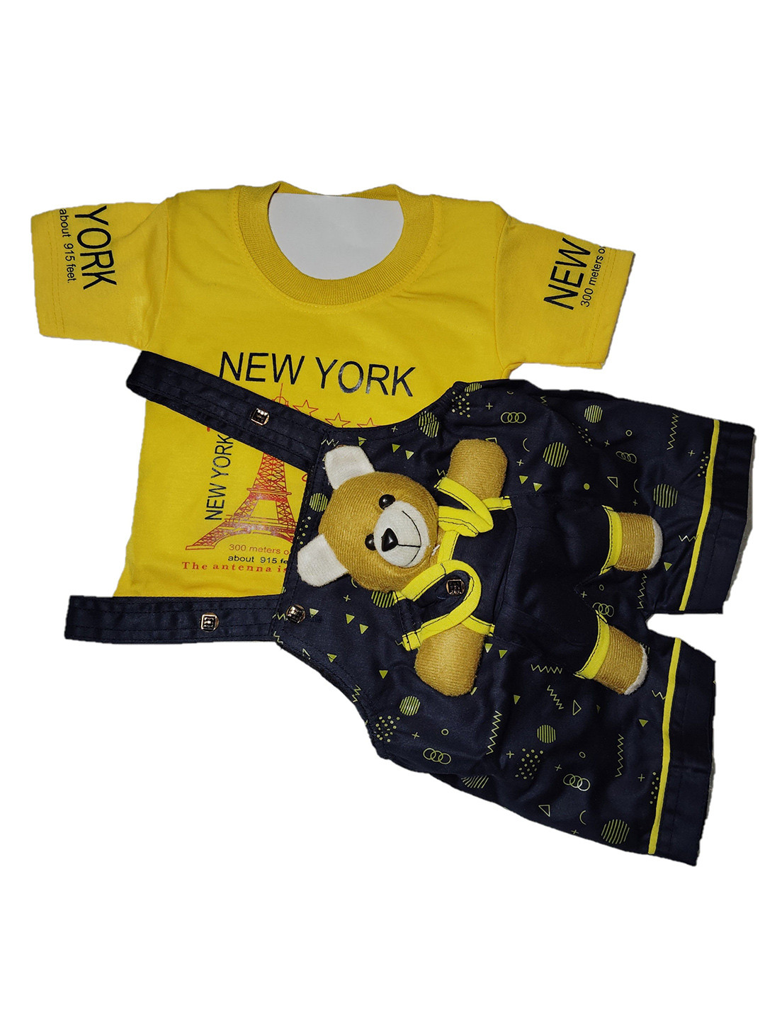 SHREEVASA Kids Printed Dungarees With T-Shirt