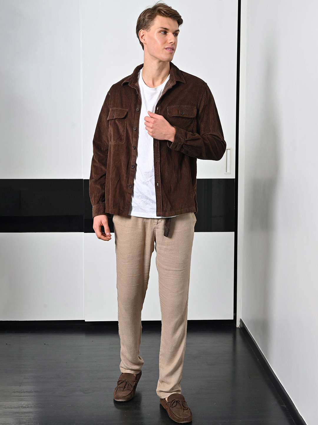 POE Men Topaz - Heavy Corduroy Overshirt - Chocolate