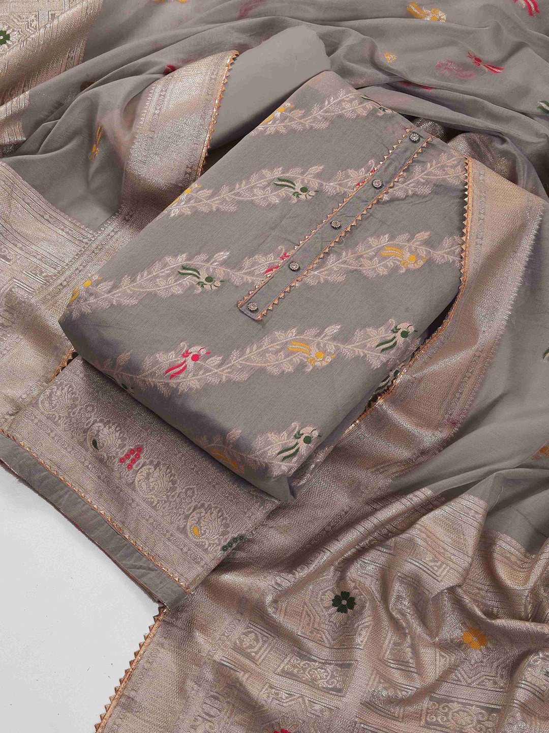 TAVAS Art Silk Unstitched Dress Material