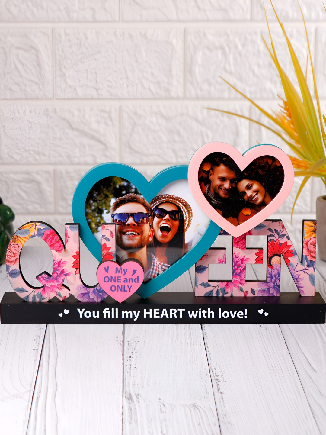 Archies Pink & Blue Printed Table Photo Frame