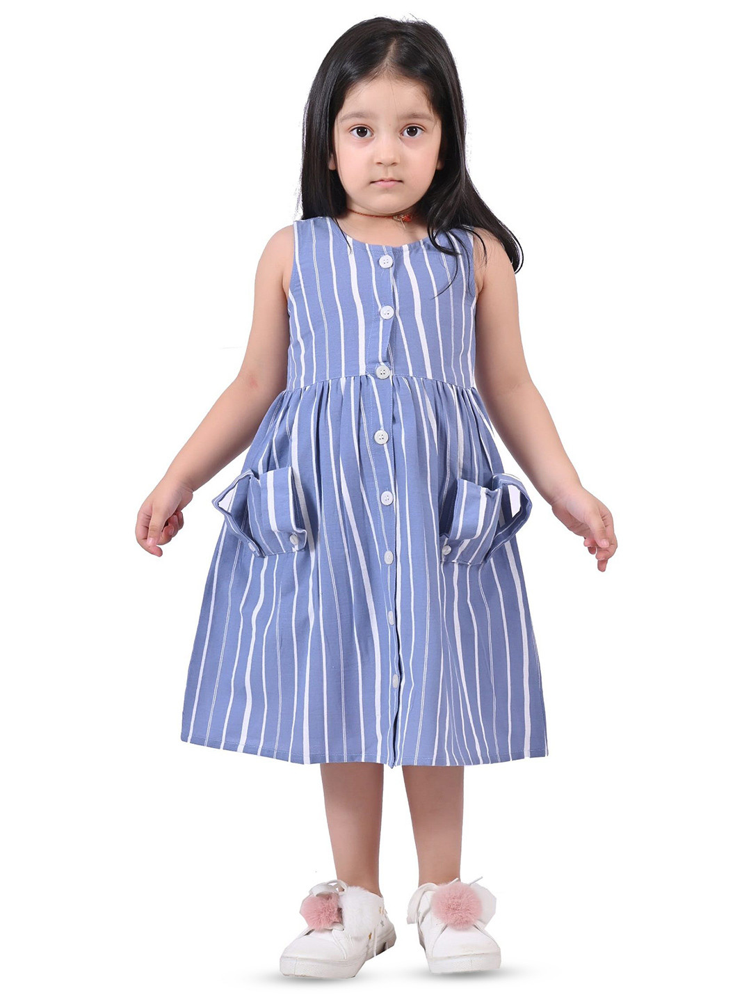 GIANNA Girls Striped Cotton A-Line Dress