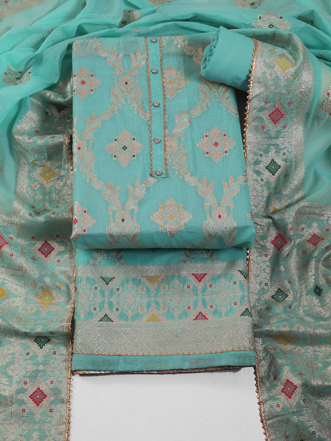 TAVAS Art Silk Unstitched Dress Material