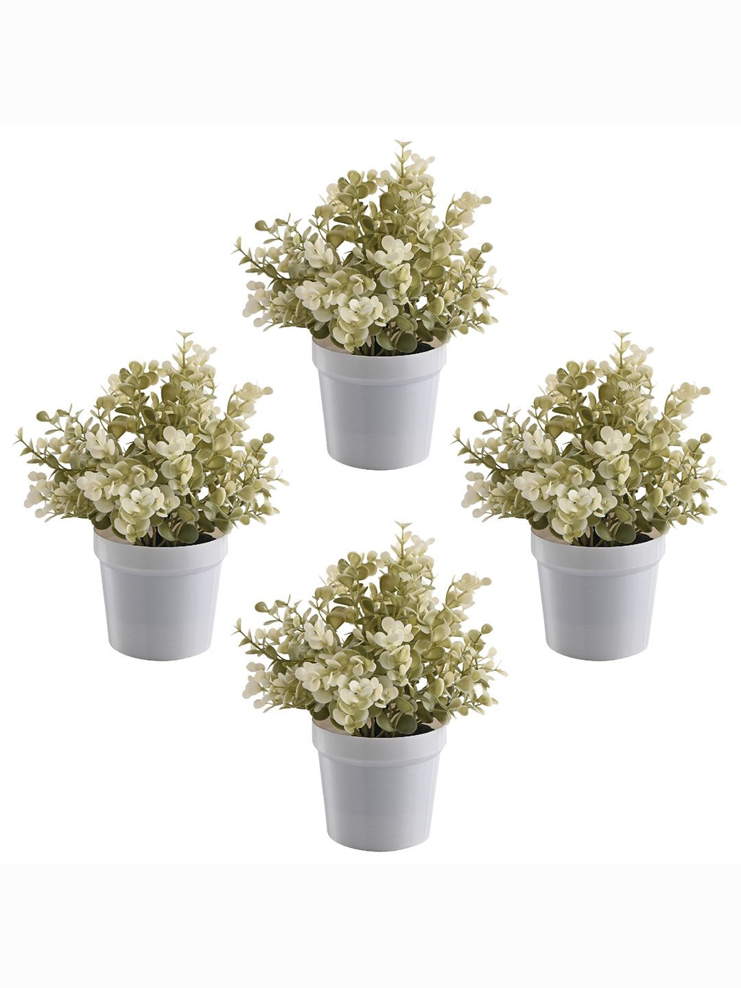 Kuber Industries White 4 Pieces Hanging Succulent Artificial Plants With Pots