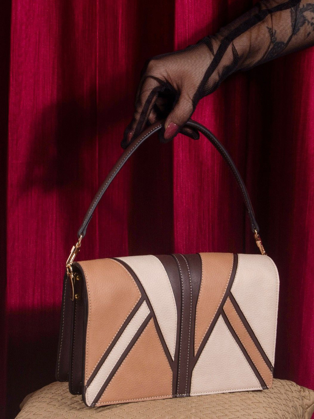 Suave Bags Espresso Enigma Sling Synthetic Leather Structured Handheld Bag