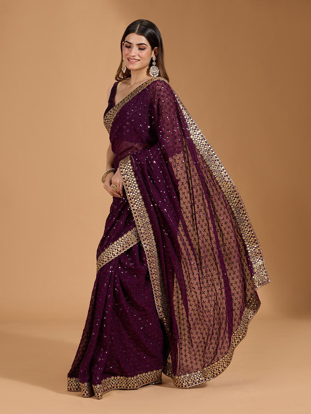 LeeliPeeri Designer Embellished Embroidered Pure Georgette Saree