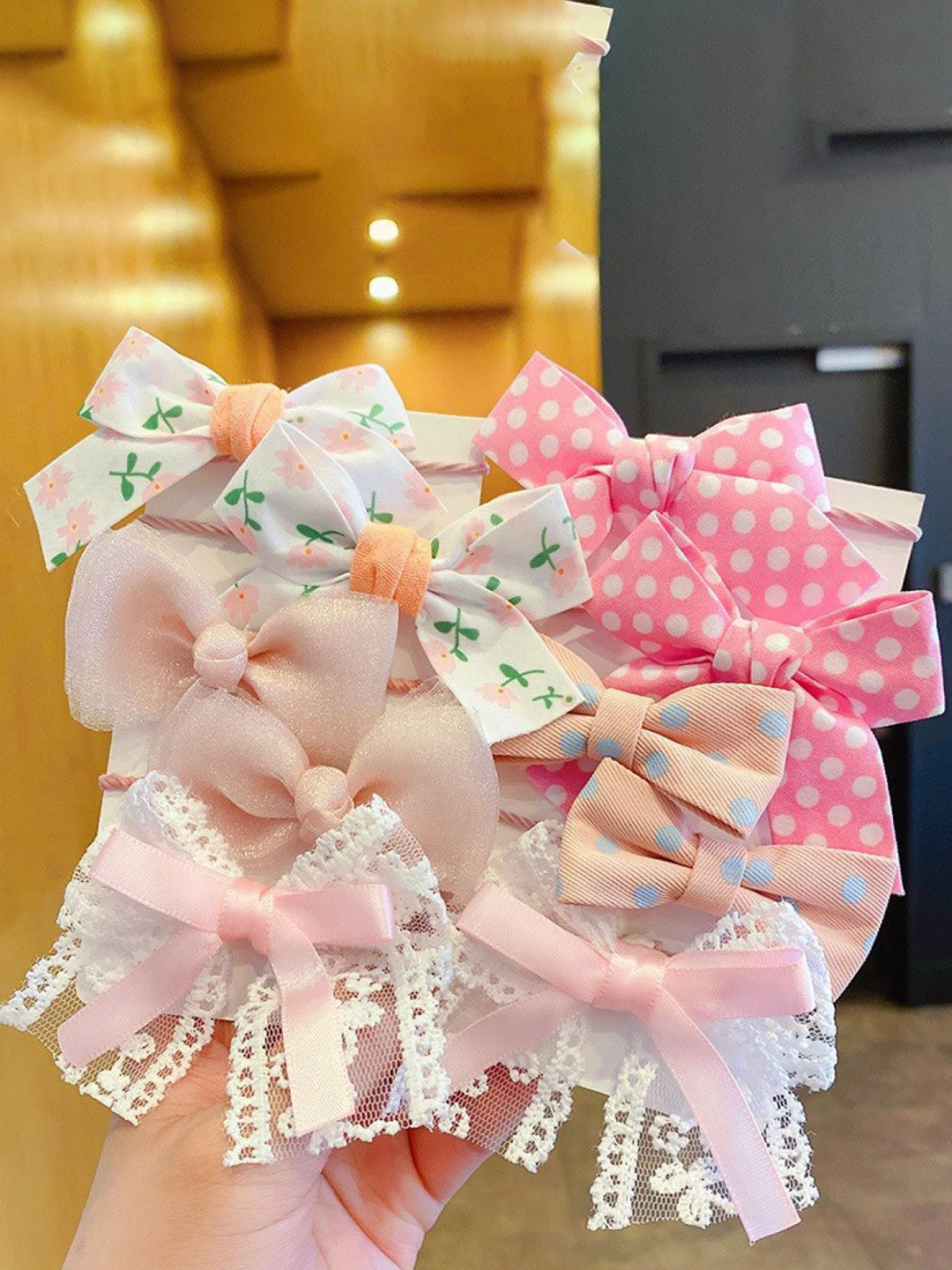 SYGA Girls 10 Piece Floral & Lace Bow Hair Tie Rope Set