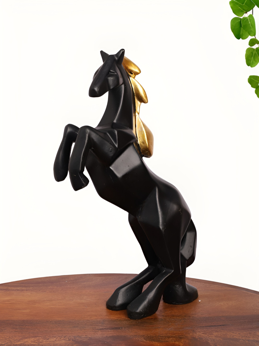 INTERNATIONAL GIFT Rearing Horse Gold Polyresin Natural Living Room Medium Showpiece - 10 Inches