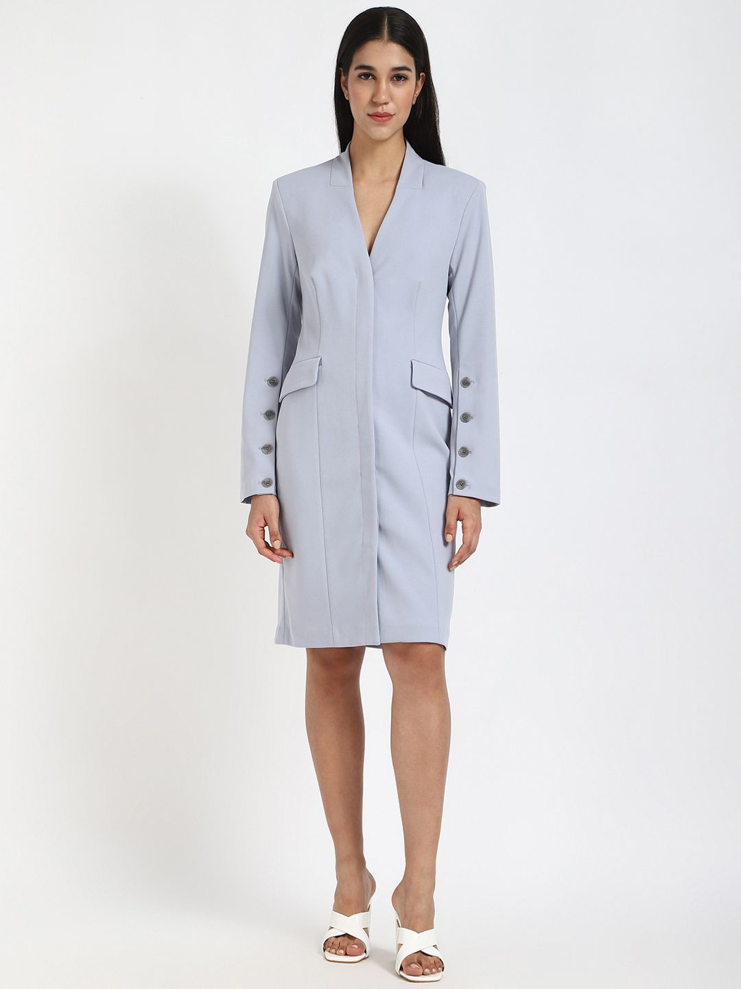 Calvin Klein Jeans Women V-Neck Knee Length Blazer Dresses