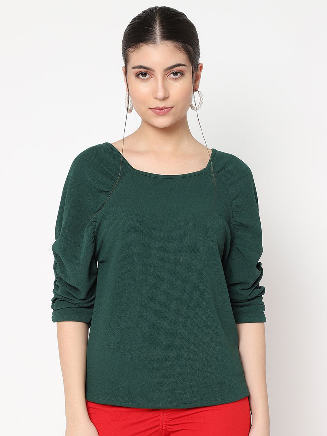 AVANOVA Extended Sleeves Sheen Sheer Boxy Top