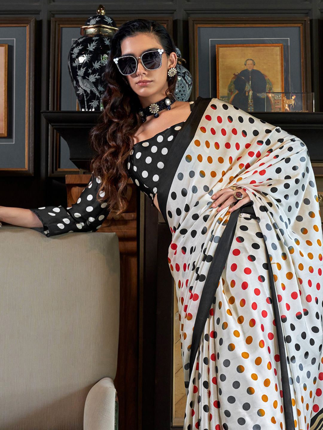 Saree mall Polka Dot Patola Sarees