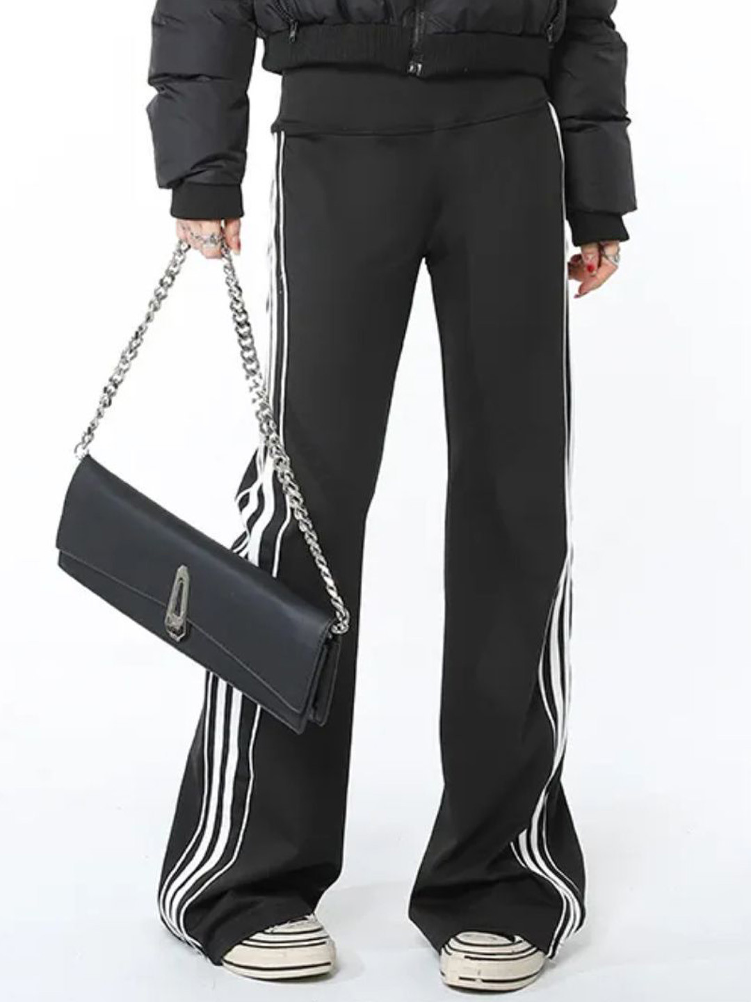 EVERDION Black Stripe Flare Leggings