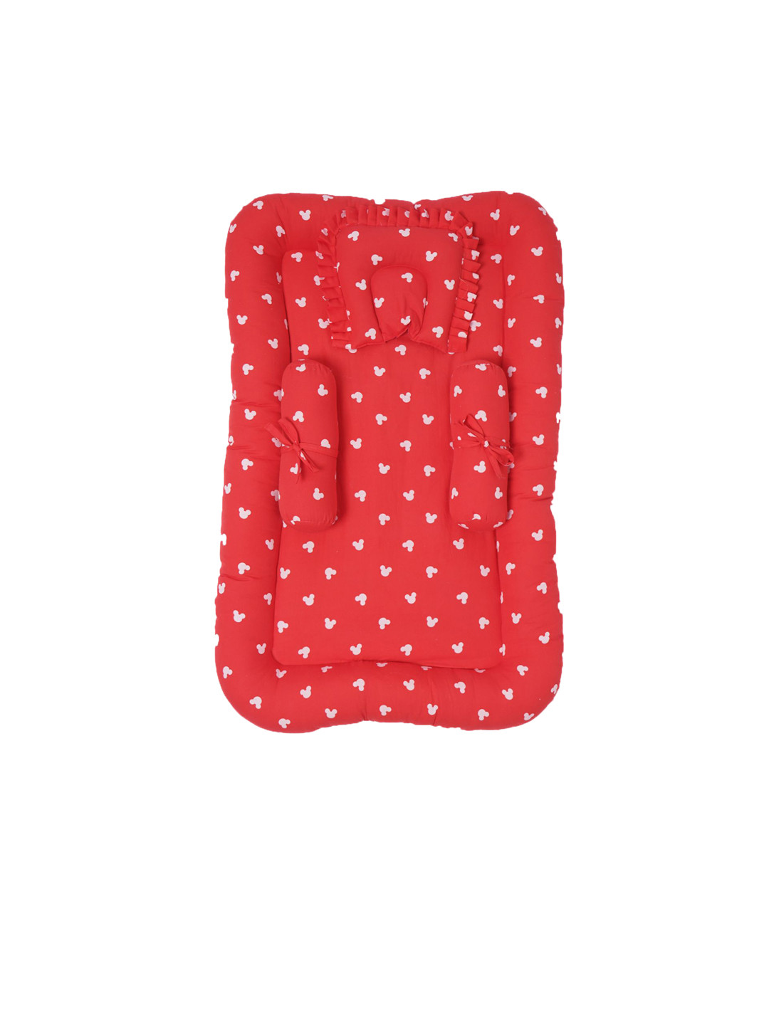 TIDY SLEEP Kids Red & White Printed Cotton Baby Bed Set