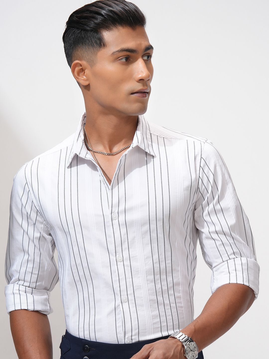HIGHLANDER Men Slim Fit Opaque Striped Casual Shirt