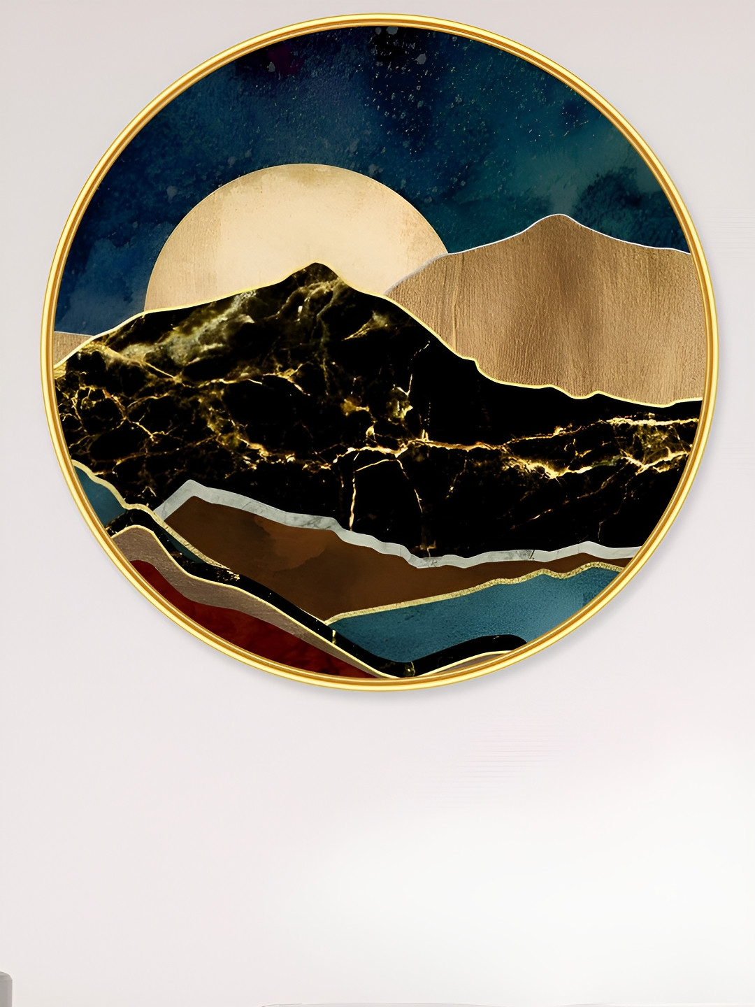 SAF Premium Black and Gold-Toned Golden Frame Abstract Printed Wall Art