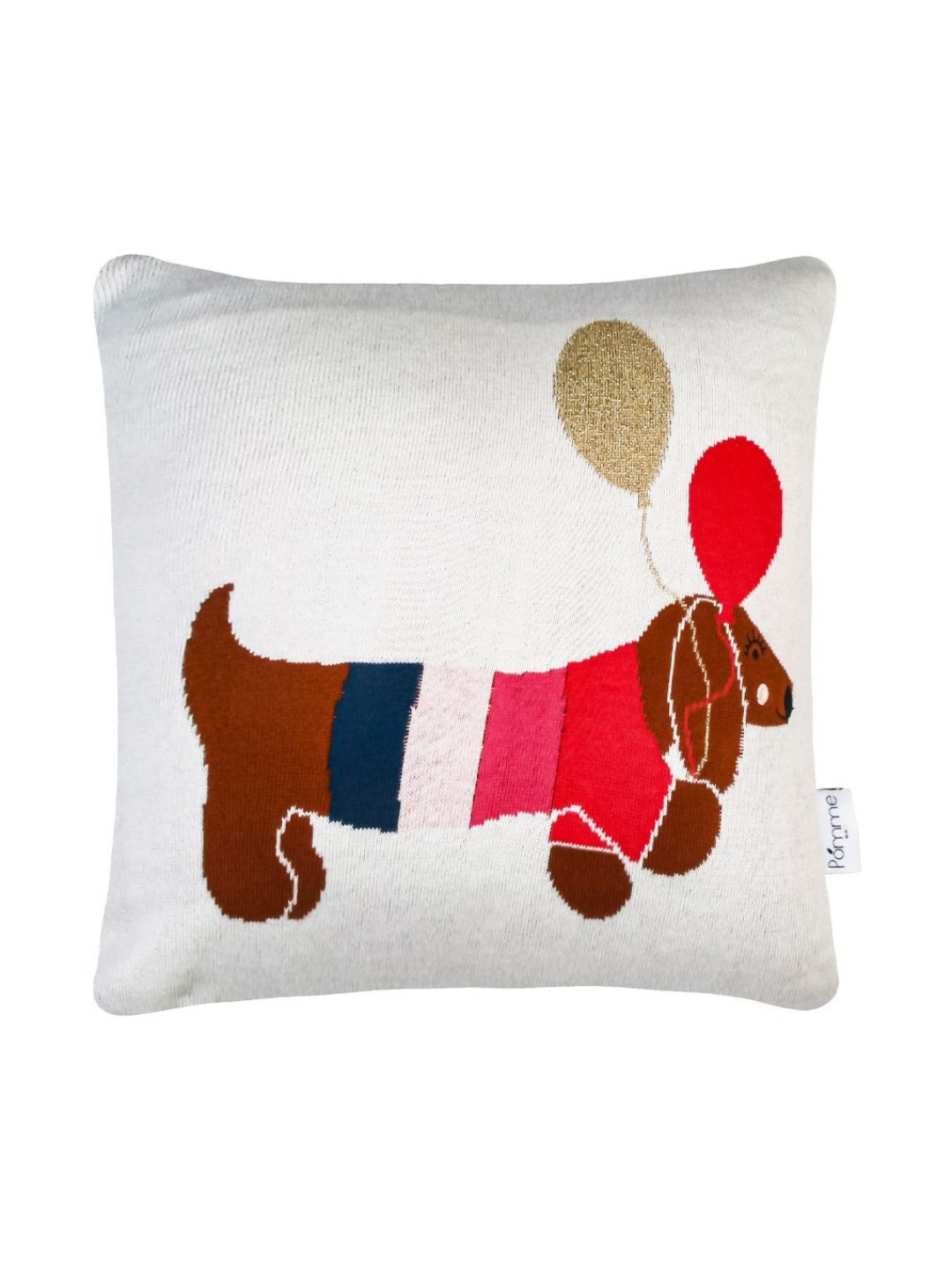 Pomme White Conversational Cotton Lightweight Textured Square Cushion Cover -13.8x13.8In