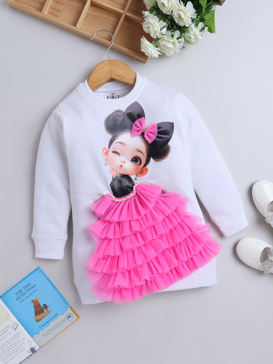 TINY MINY ME Girls Graphic Printed Jumper Dress