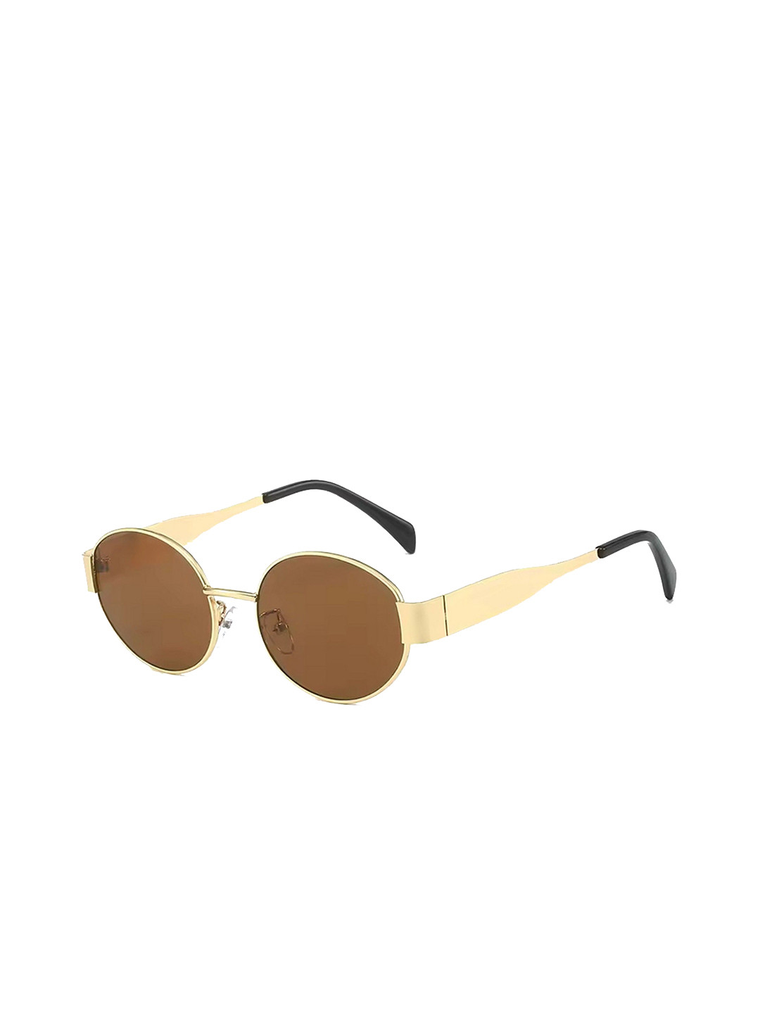 Dervin Women Oval Sunglasses with UV Protected Lens DRVN765-Gold-Brown