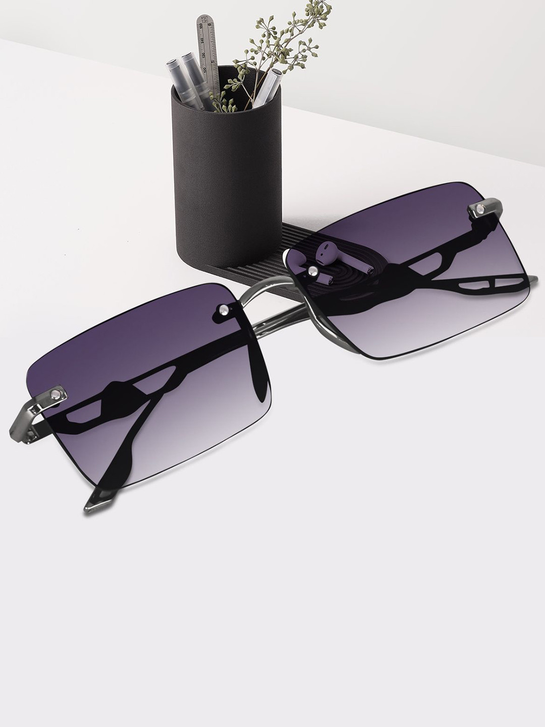 Dervin Unisex Rectangle Sunglasses with UV Protected Lens