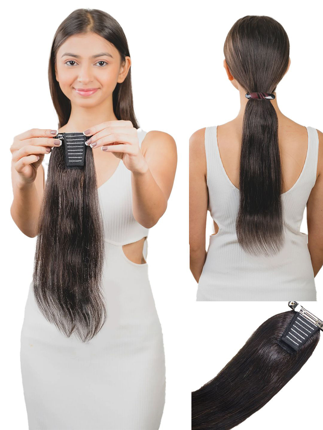 HAIR ORIGINALS Clip-In Wavy Ponytail Hair Extension - Natural Black - 8 Inch