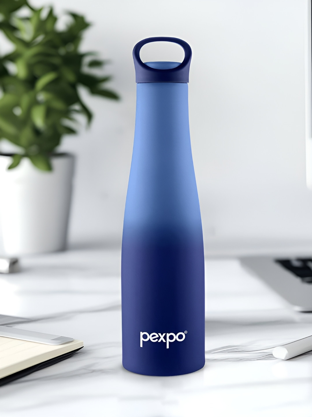Pexpo MOROCCO Blue Colourblocked Stainless Steel Double Wall Vacuum Flask - 600ml