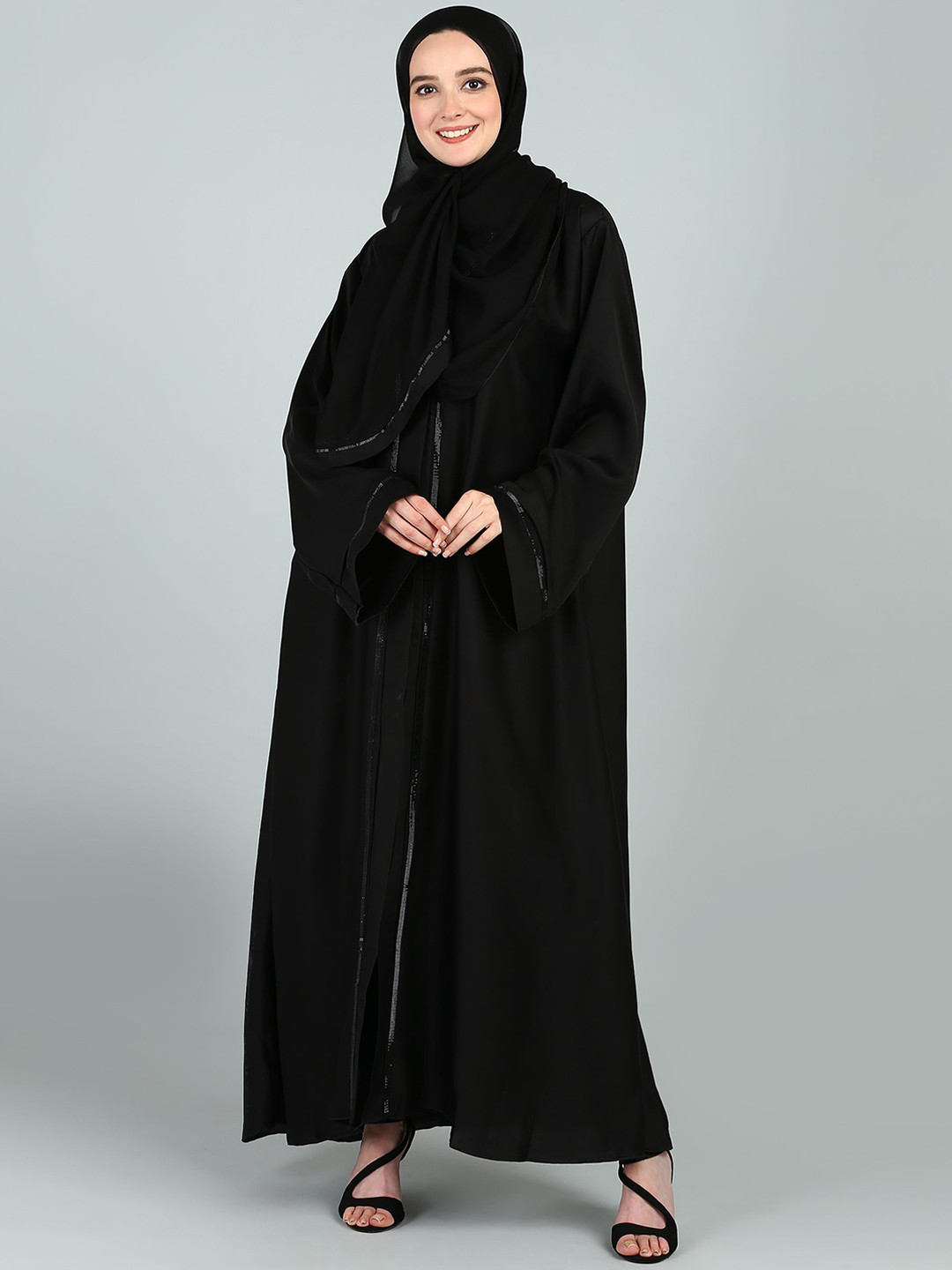 BROKE BRAND Front Open Abaya Burqa With Lace Details