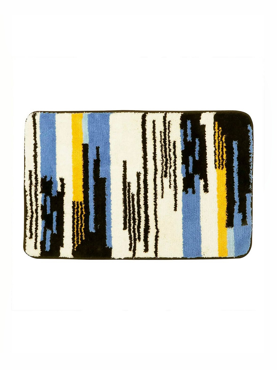 HOKIPO Blue & Black Patterned Microfibre 2800 GSM Bath Rug