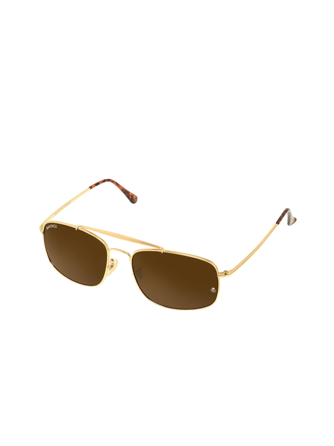 BAVINCIS Unisex Square Sunglasses with UV Protected Lens GM-3560-GOLD-BROWN