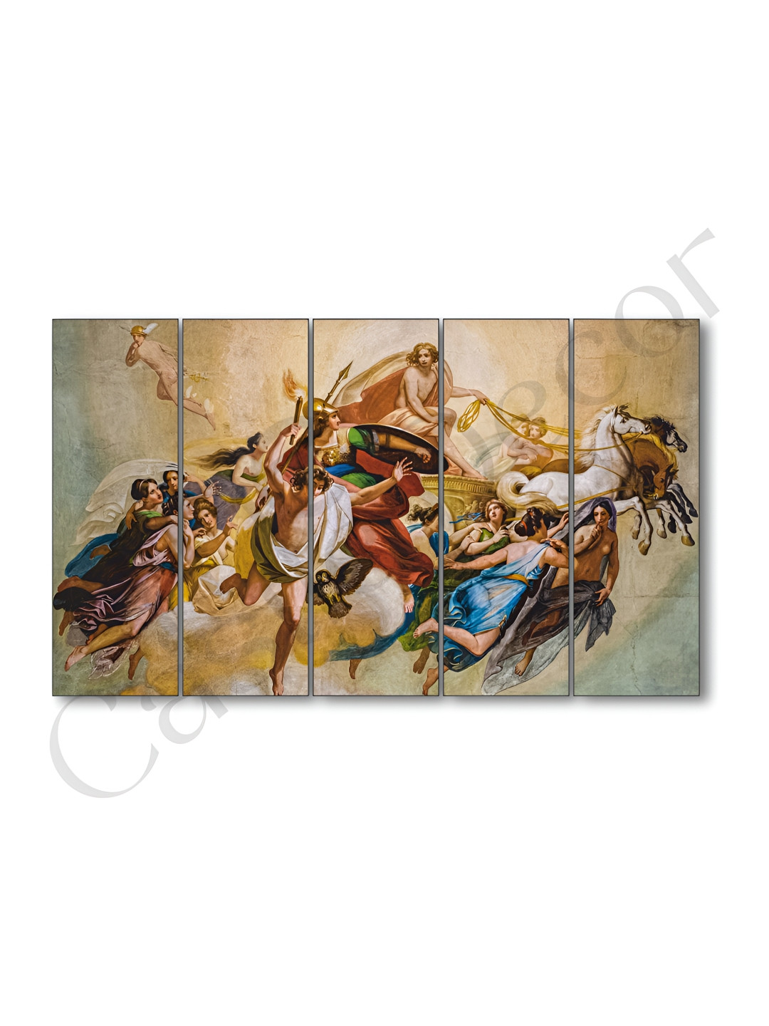 The Castle Decor White & Blue 5 Piece Paper Abstract Wall Paintings