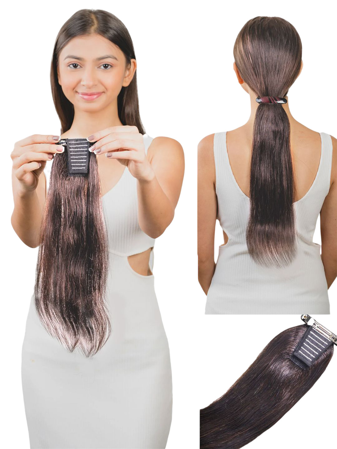 HAIR ORIGINALS Clip In Wavy Locks Hair Extension- Brown- 12 Inch