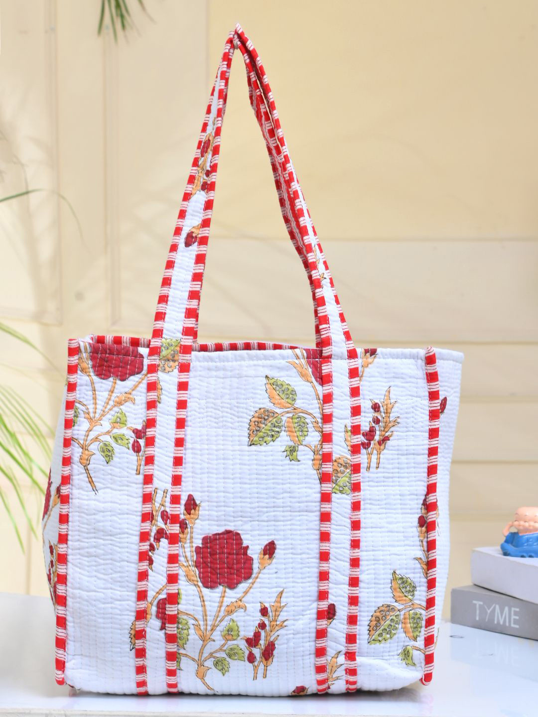 Silvermerc Designs Floral Printed Shopper Tote Bag with Quilted