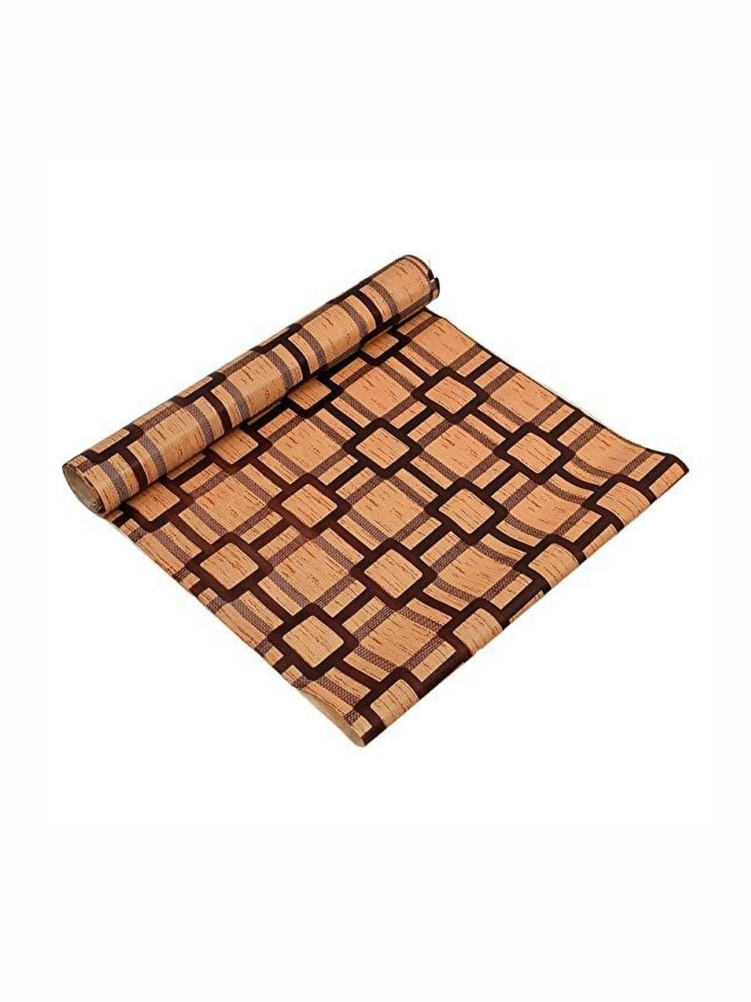 REVEXO Tan Brown Checked Reusable Kitchen Shelf Liner