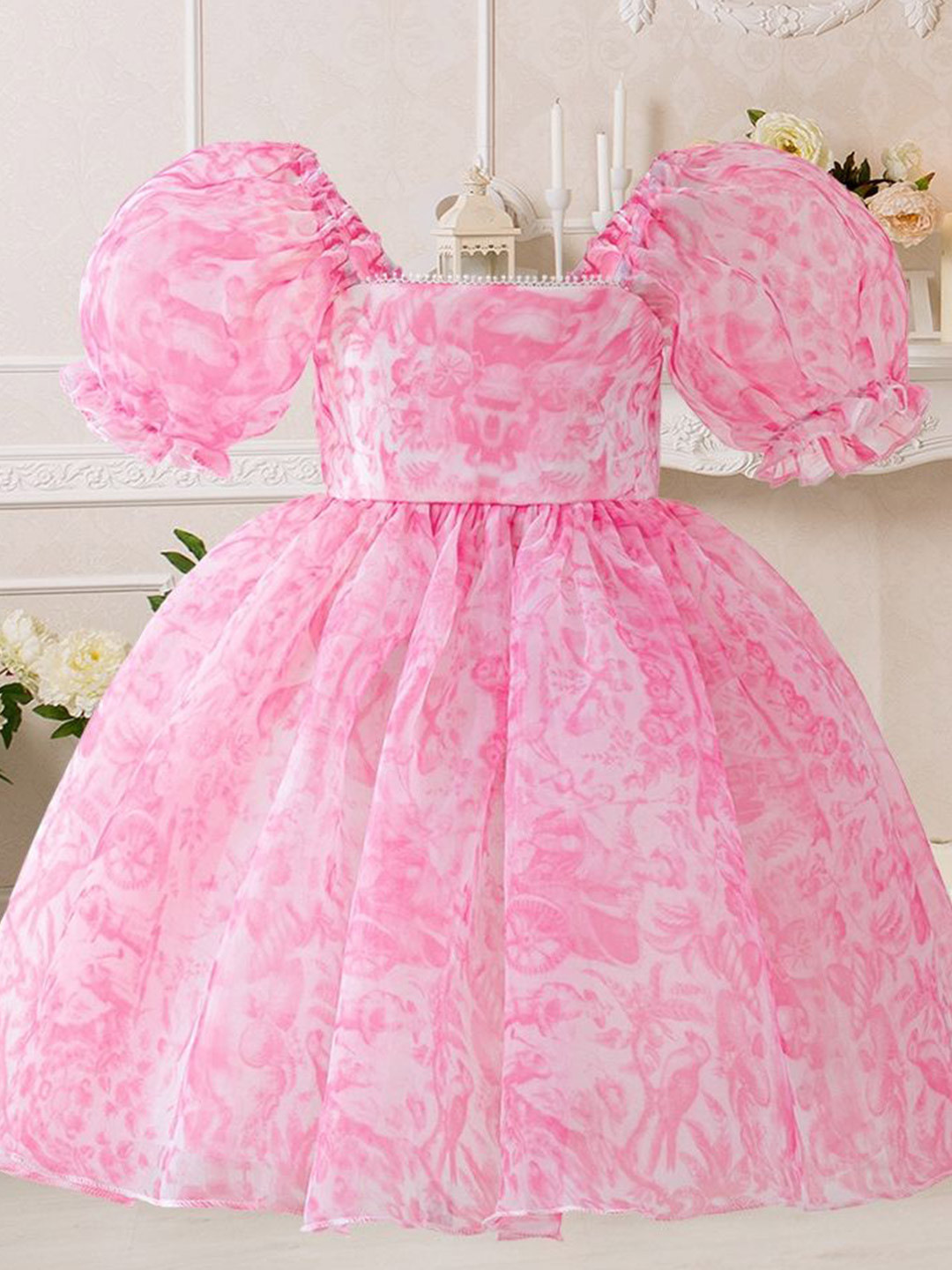 LULU & SKY  Girls  Square Neck Puff Sleeve Dress