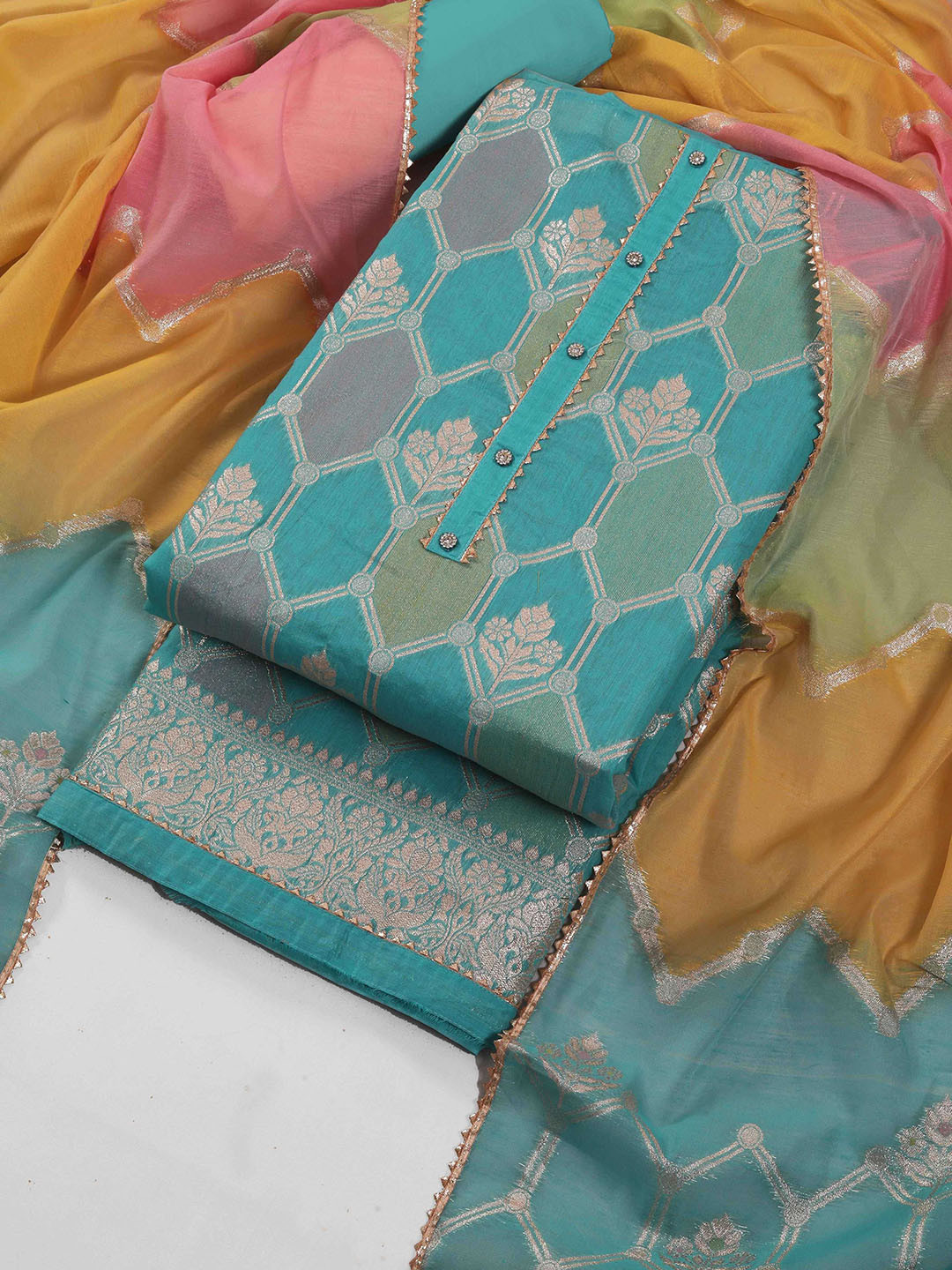 TAVAS Art Silk Unstitched Dress Material