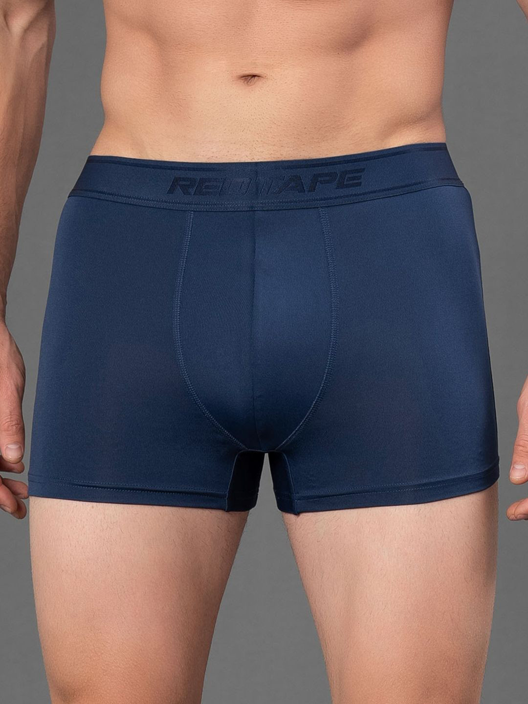 Red Tape Blue Solid Polyester Elastane Trunks