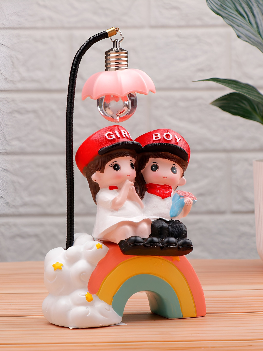 Archies Rainbow Dream Illuminating White Polyresin Natural Living Room Small Showpiece - 6.7 Inches