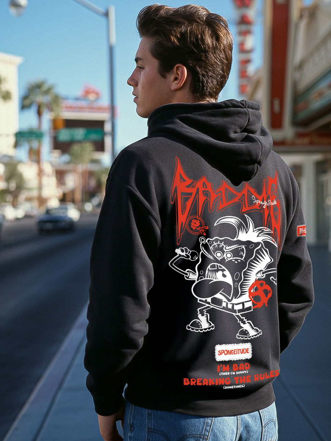 Bewakoof Heavy Duty Official Sponge Bob Merchandise Men Graphic Printed Oversized Hoodies