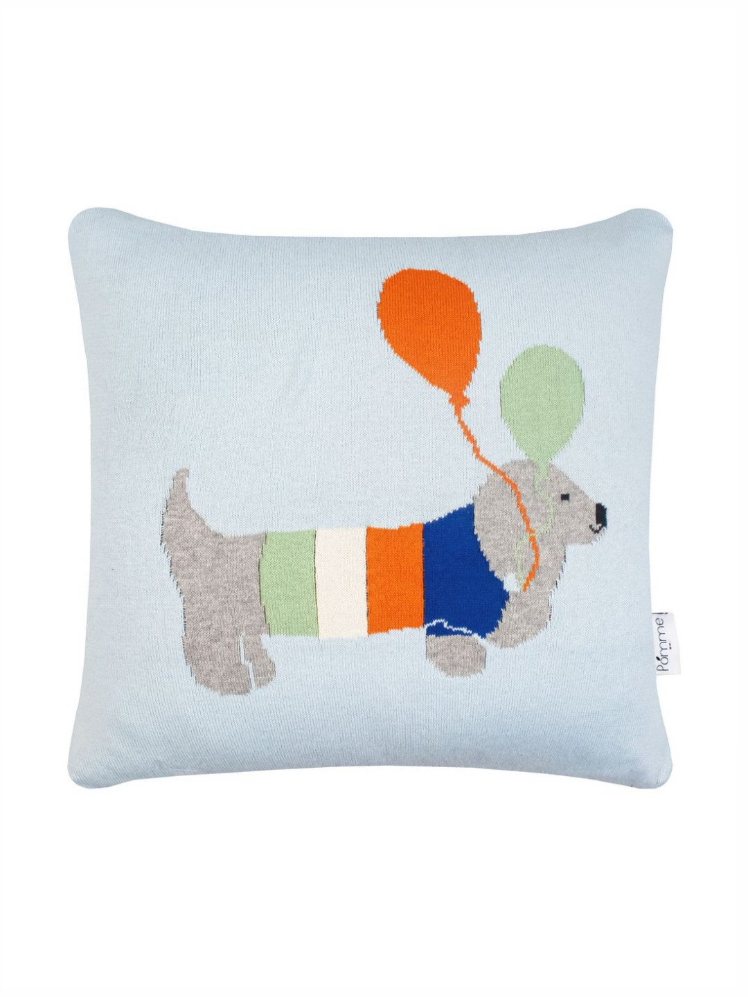 Pomme Blue Animal Polyester Silk Reversible Textured Square Cushion Cover -14x14In