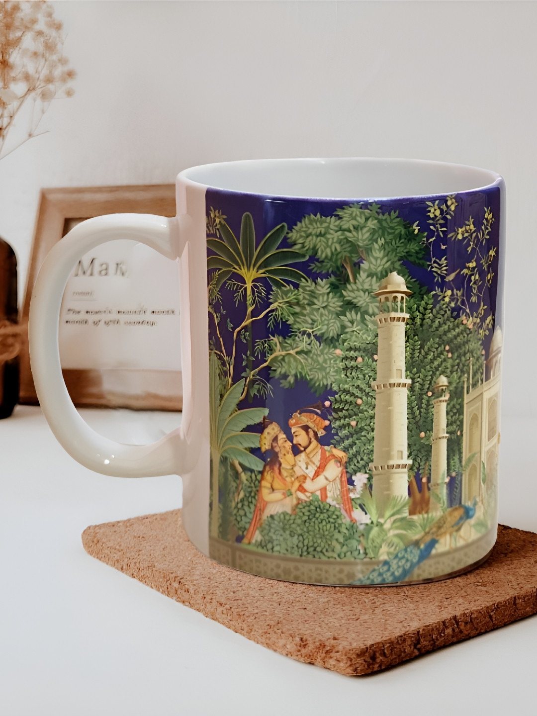 MAATIR DESIGNS Italian Designed Blue Graphic Ceramic Easy to Clean Mug-350ml