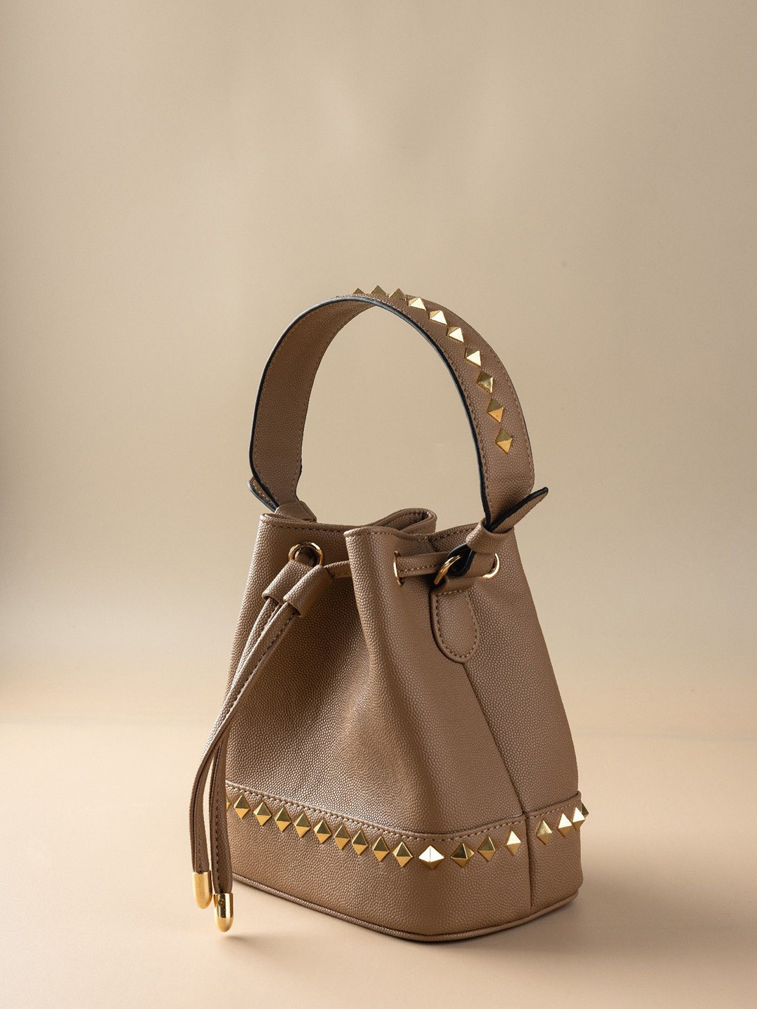 Suave Bags Kelli Rockstud Embellished Synthetic Leather Bucket Handheld Bag